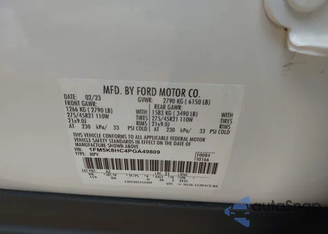 2023 Ford Explorer Platinum из США, поврежденный, VIN 1FM5K8HC4PGA49809